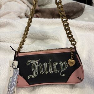 Juicy Couture Pink and Black baguette Bag